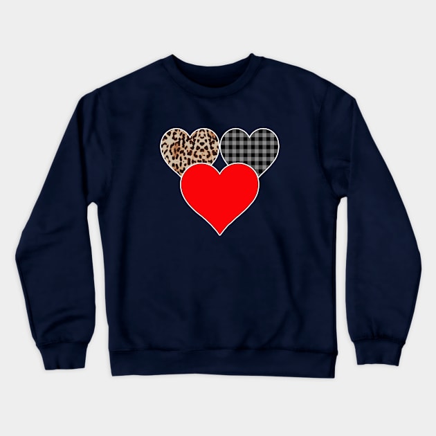 Women's Striped Plaid Printed Heart Valentine's Day Crewneck Sweatshirt by Nicolas5red1